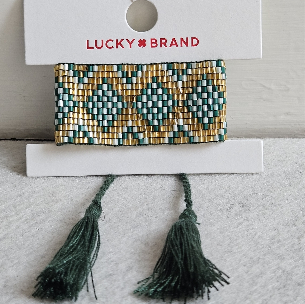 Lucky Brand Green and Gold Beaded Bracelet